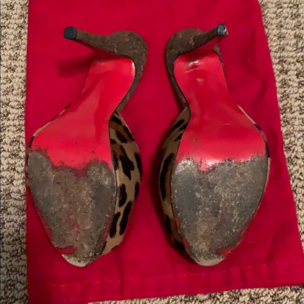 Christian Louboutin Leopard Print Hair Mules 37.5 - Picture 9 of 12